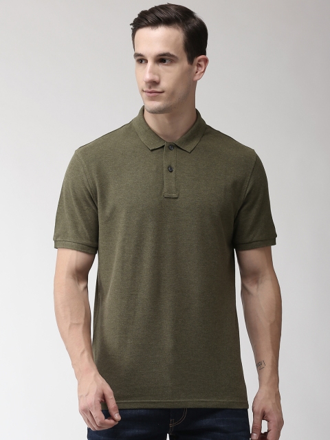 

Marks & Spencer Men Olive Green Solid Polo Collar T-shirt