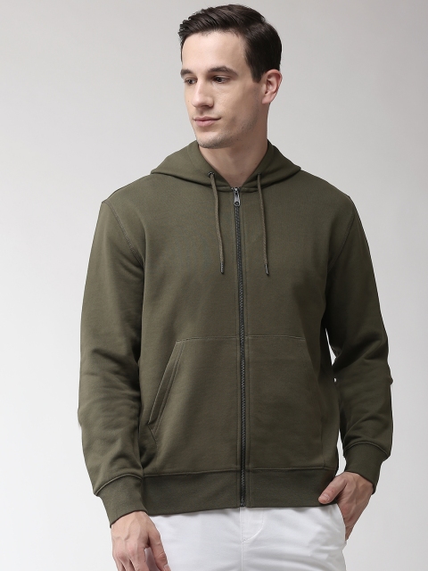 

Marks & Spencer Men Olive Green Solid Hooded Sweatshirt