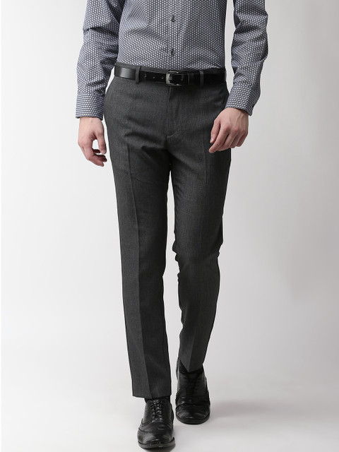 

Marks & Spencer Men Charcoal Grey Skinny Fit Solid Formal Trousers