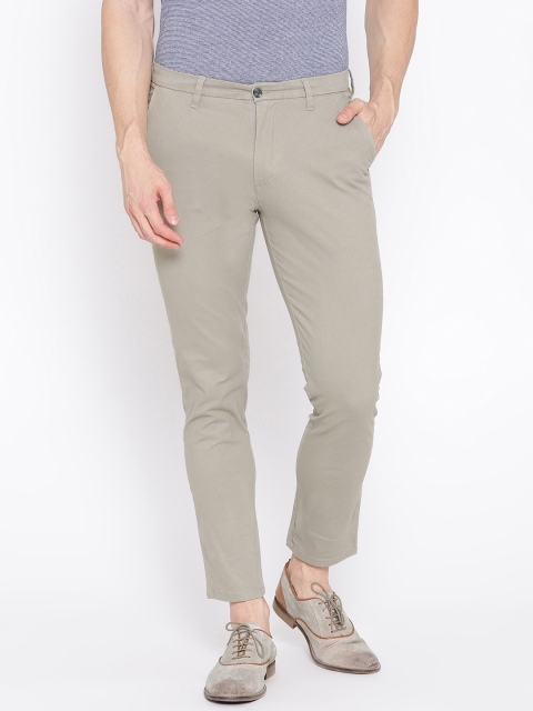 

Marks & Spencer Men Grey Slim Fit Cropped Solid Chinos