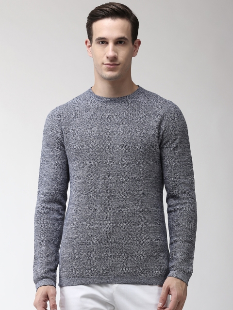 

Marks & Spencer Men Navy Blue & Off-White Self Design Sweater