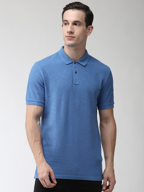 

Marks & Spencer Men Blue Solid Polo Collar T-shirt