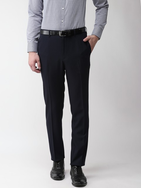 

Marks & Spencer Men Navy Blue Slim Fit Solid Formal Trousers