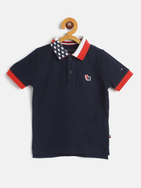 

Tommy Hilfiger Boys Navy Blue Solid Cotton Polo Collar T-shirt