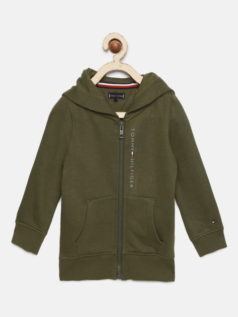 

Tommy Hilfiger Boys Olive Green Solid Sweatshirt