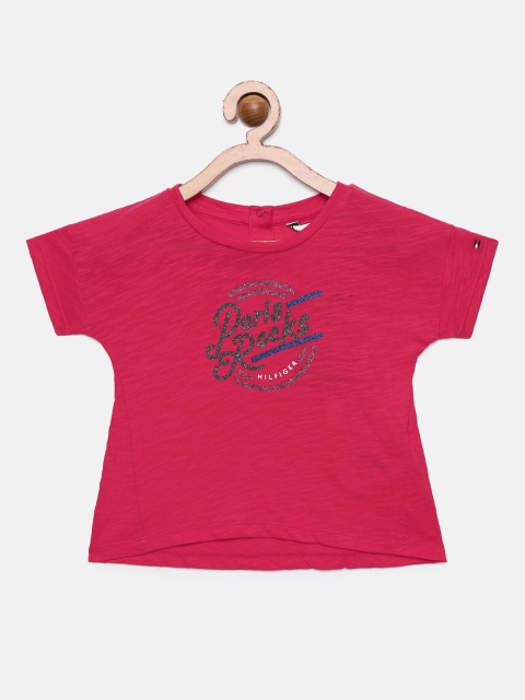 

Tommy Hilfiger Girls Pink Printed Round Neck T-shirt