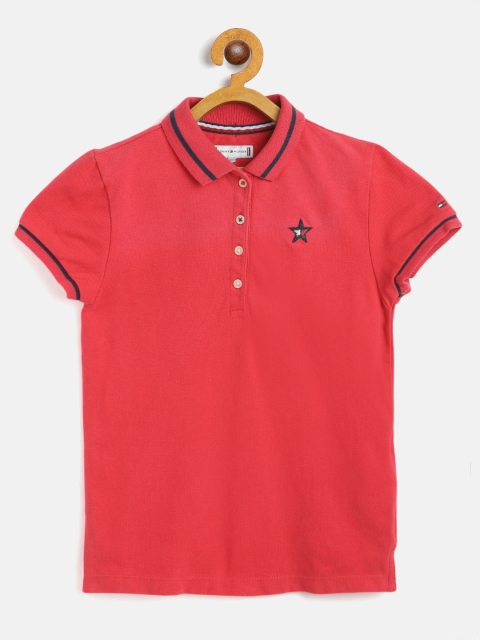 

Tommy Hilfiger Girls Red Solid Polo Collar T-shirt