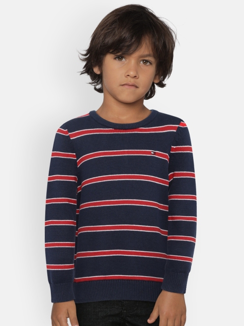 

Tommy Hilfiger Boys Navy Blue & Red Striped Sweater