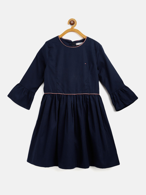 

Tommy Hilfiger Girls Navy Blue Striped Cotton Fit & Flare Dress