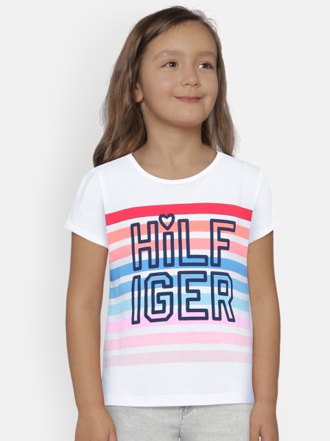 

Tommy Hilfiger Girls White Striped Round Neck T-shirt