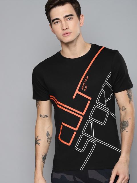 

Cultsport Men Black Printed Round Neck T-shirt