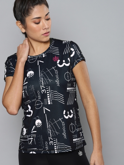 

Cultsport Women Charcoal Grey & White Printed Round Neck T-shirt