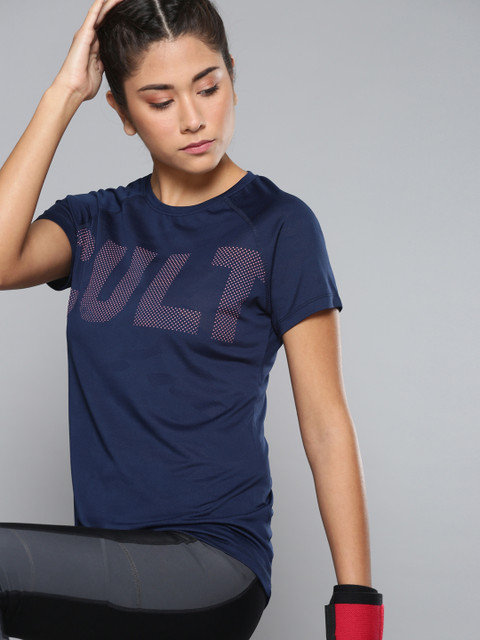 

Cultsport Women Navy Blue Printed Flydry Active Slim Fit Training T-shirt