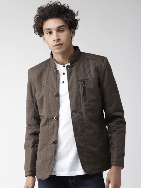

Fort Collins Men Olive Brown Solid Tailored Jacket