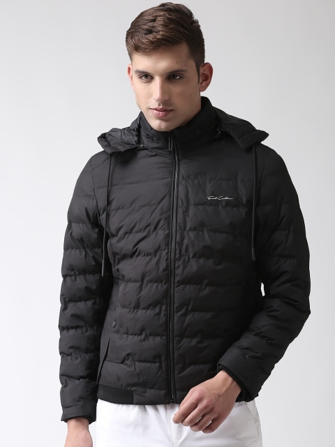 

Fort Collins Men Black Solid Padded Jacket with Detachable Hood