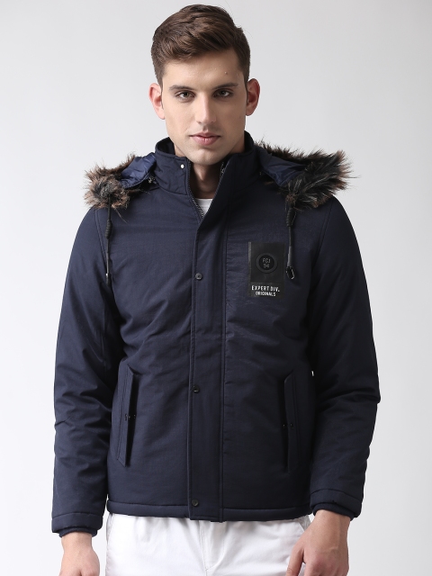 

Fort Collins Men Navy Blue Solid Parka Jacket