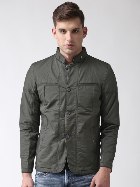 

Fort Collins Men Olive Green Solid Tailored Jacket