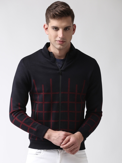 

Fort Collins Men Black & Maroon Checked Tailored Jacket