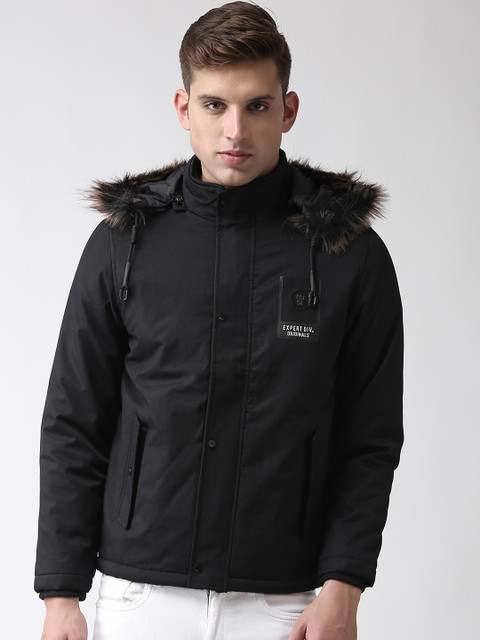 

Fort Collins Men Black Solid Parka Jacket