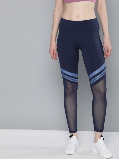 

HRX by Hrithik Roshan Navy Blue Women Rapid dry Mid Rise Skinny Fit Training Tights