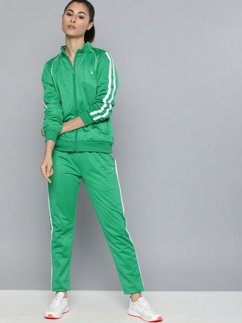 

HRX by Hrithik Roshan Women Green Solid Lifestyle Tracksuits with Side Stripes