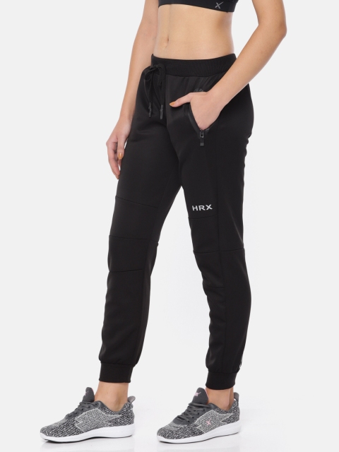 Women Black Slim Fit Solid Rapid Dry Active Training Joggers