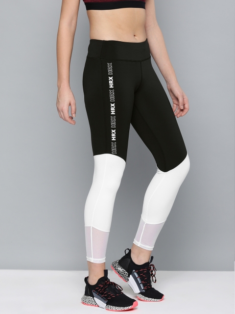 

HRX by Hrithik Roshan Women Black & White Rapid dry Skinny Fit Training Tights