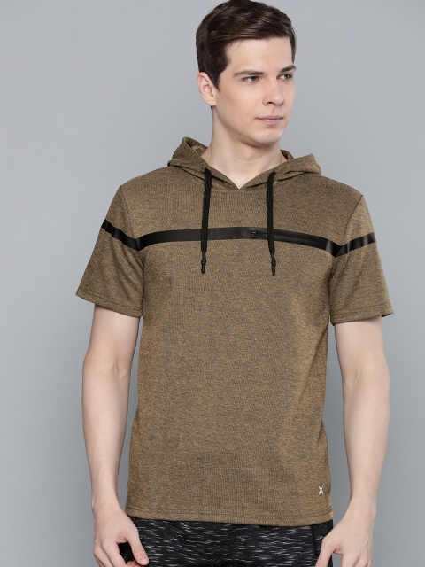 

HRX by Hrithik Roshan Men Brown Solid Hood T-shirt