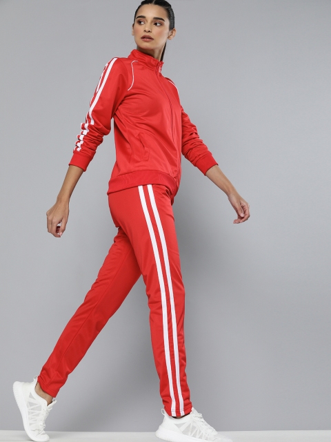 

HRX by Hrithik Roshan Women Red Solid Lifestyle Tracksuits with Side Stripes