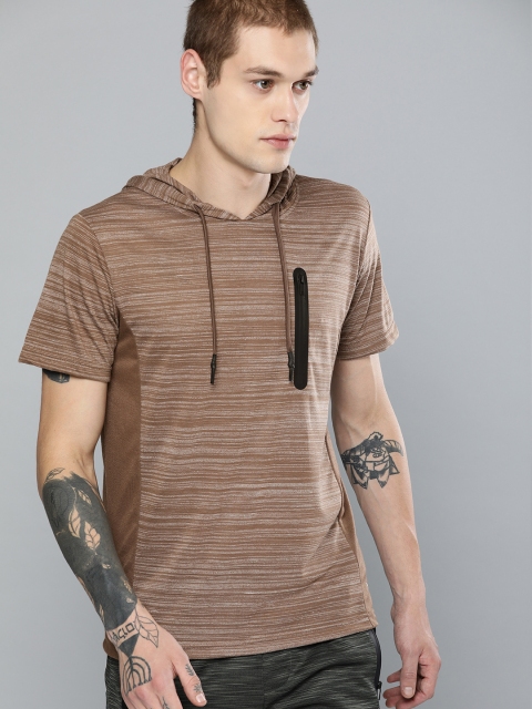 

HRX by Hrithik Roshan Men Brown Solid Hood T-shirt