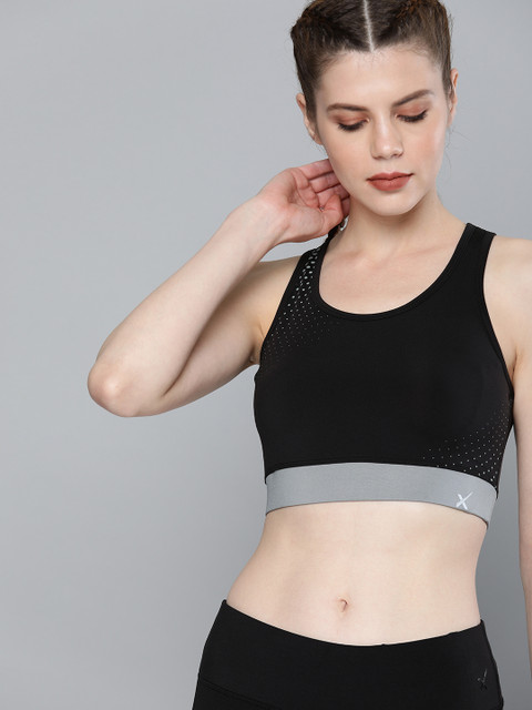 

HRX by Hrithik Roshan Black & Sea Green Rapid Dry Medium Support Running Bra HRX-AW19