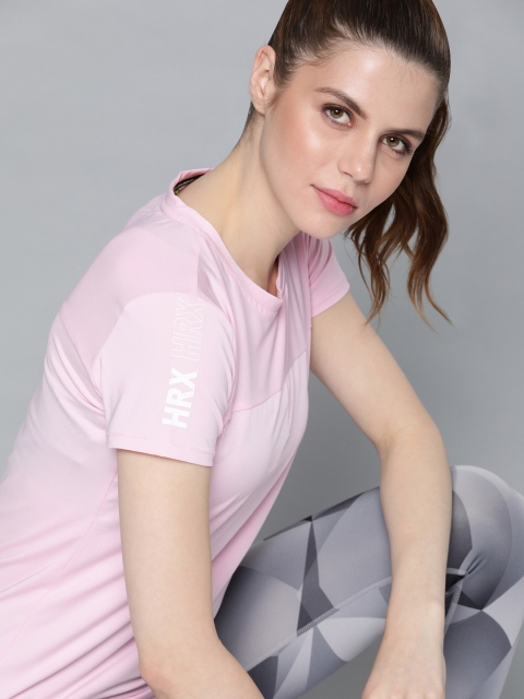 

HRX by Hrithik Roshan Women Pink Solid Comfort fit Rapid dry Training T-shirt