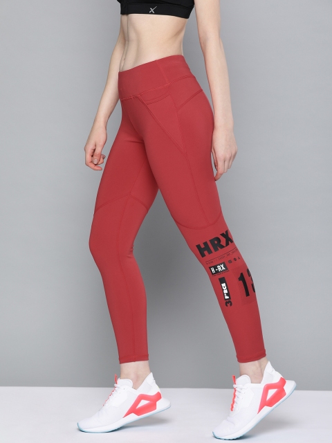 

HRX by Hrithik Roshan Women Red Rapid dry Skinny Fit Running Tights
