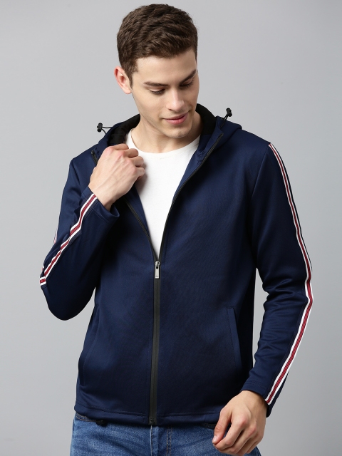 

Mast & Harbour Men Navy Blue Solid Sporty Jacket with Side Stripes