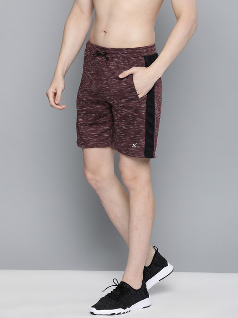

HRX by Hrithik Roshan Men Burgundy Self Design Regular Fit Sports Shorts