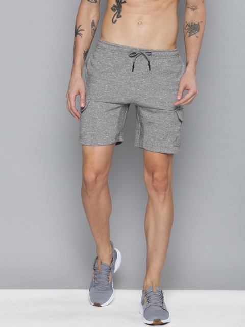 

HRX by Hrithik Roshan Men Grey Melange Solid Regular Fit Sports Shorts