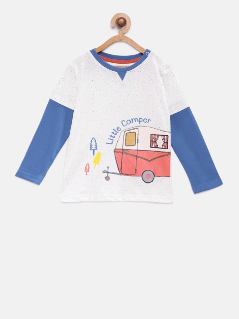 

TAMBOURINE Boys White Printed Round Neck T-shirt