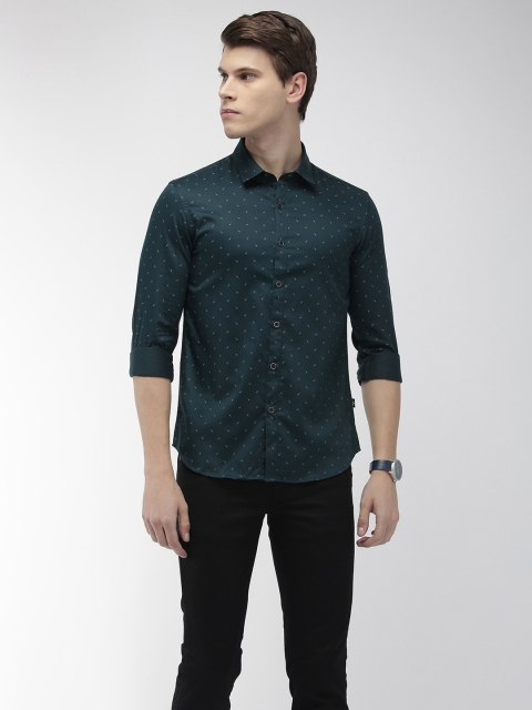 

Flying Machine Men Green Slim Fit Printed Casual Shirt