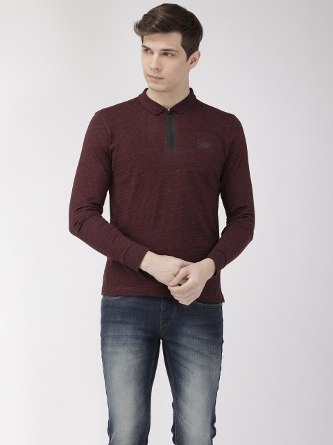 

Flying Machine Men Maroon Solid Polo Collar T-shirt