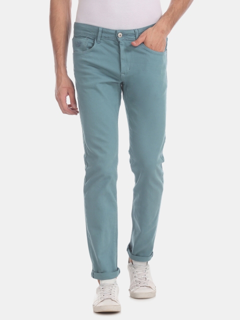 

Flying Machine Men Teal Blue Tapered Fit Mid-Rise Clean Look Stretchable Jeans
