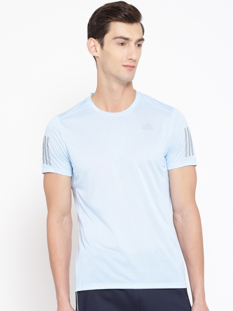 

ADIDAS Men Blue Running Response Cooler Self-Design Sports T-shirt