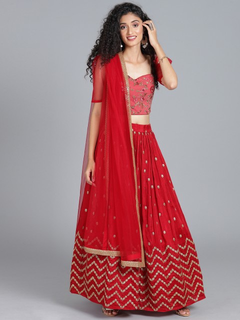 

EthnoVogue Red Made to Measure Lehenga & Blouse with Dupatta