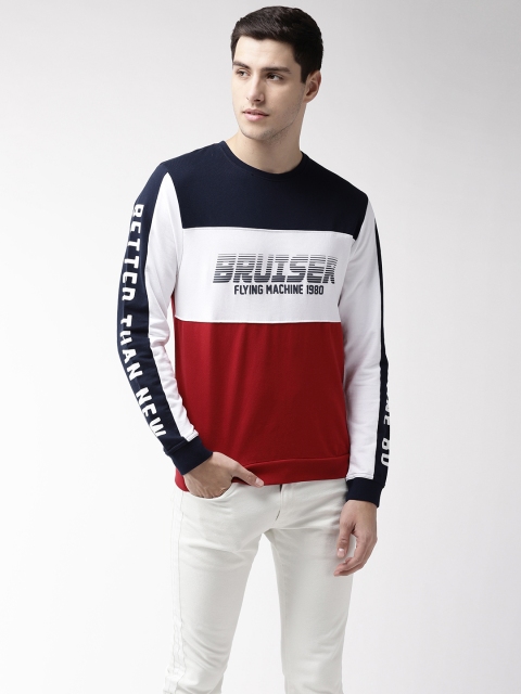 

Flying Machine Men Navy Blue & Red Colourblocked Sweatshirt