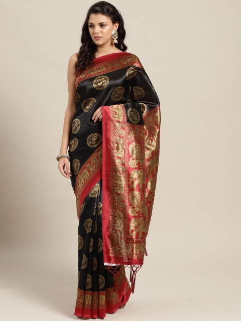 

Ishin Black & Golden Printed Mysore Silk Saree