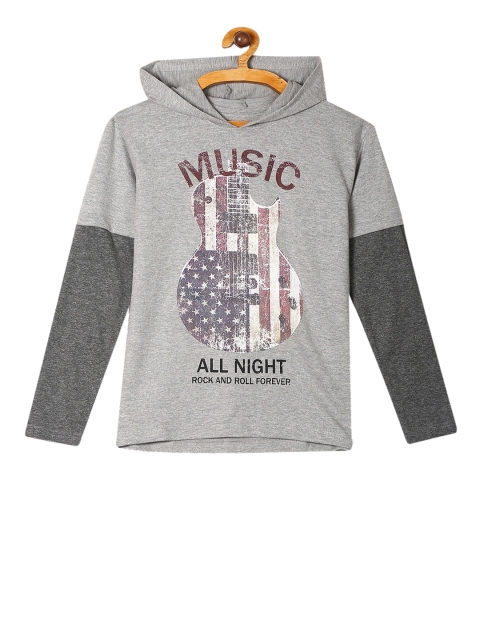 

Cherokee Boys Grey Printed Hooded T-shirt