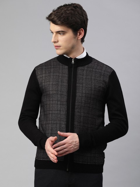 

Van Heusen Men Black Checked Cardigan Sweater