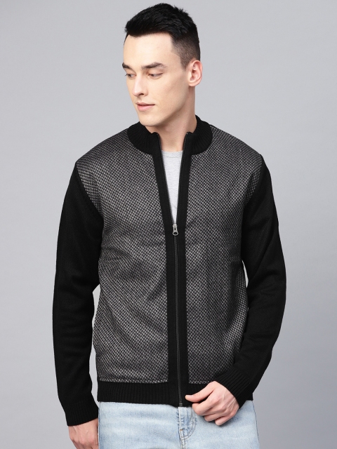 

Van Heusen Sport Men Black & Grey Self Design Cardigan
