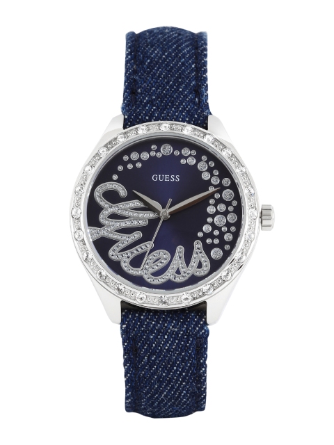 

GUESS Women Navy & Silver-Toned Dial Watch W0023L5, Navy blue