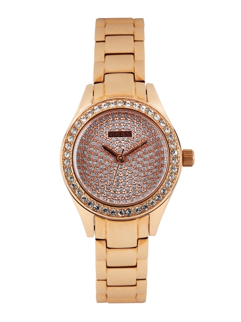 

GUESS Women Rose Gold-Toned Shimmery Dial Watch W0230L3