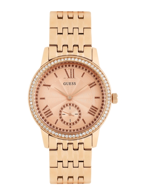 

GUESS Women Rose-Gold Toned Dial Embellished Watch W0573L3